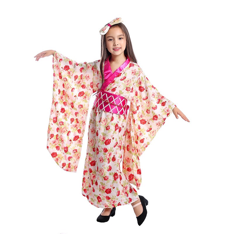 Asian Cosplay Anime - Traje de Kimono Japonés para Niña,
