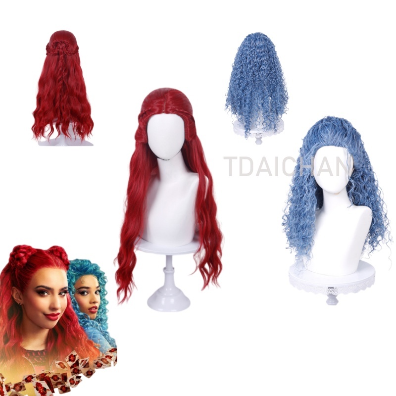 Anime Cosplay Blue Hair - Peluca rizada para cosplay, peinado de