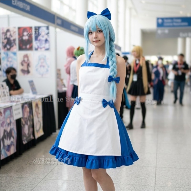 Zenos Anime Cosplay - Vestido de sirvienta loli azul y