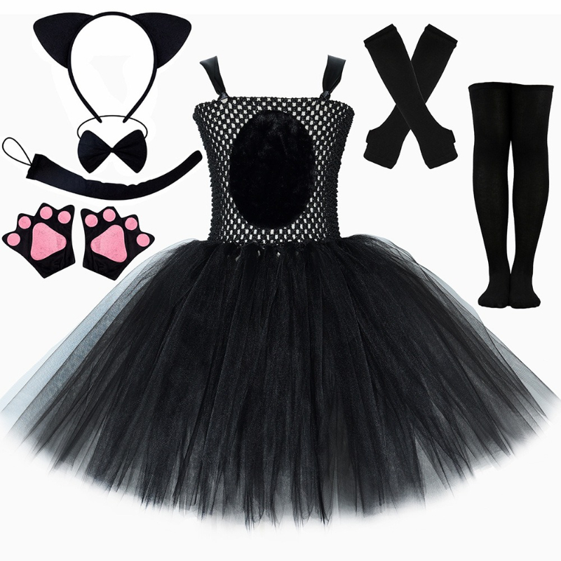 Anime Cosplay Simple - Vestido tutú de gato pantera negra
