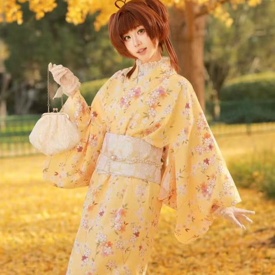 Asian Cosplay Anime - Lindo Kimono Amarillo para Niñas, Estilo