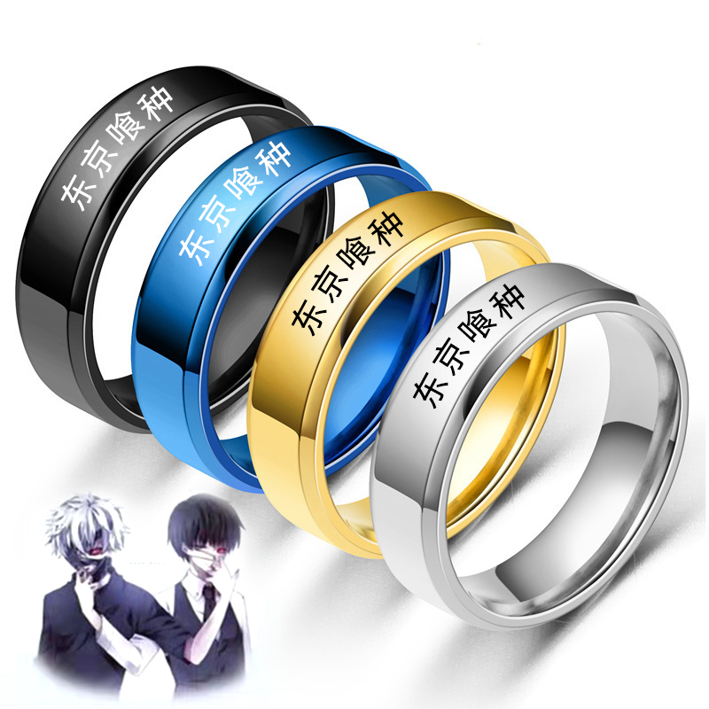 Anime Cosplay Name - Anillos de acero inoxidable 316L para
