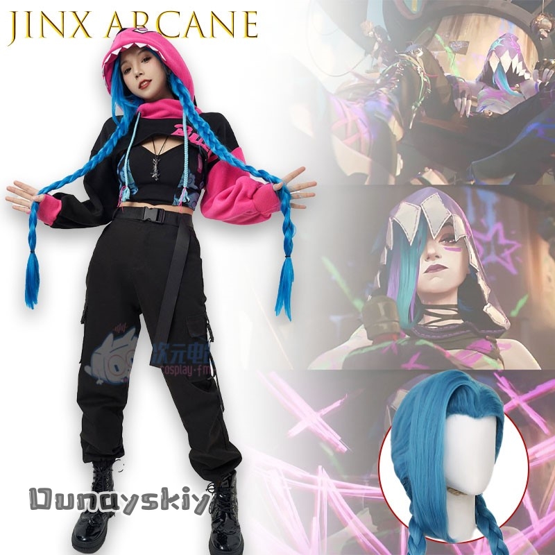 Dunayskiy @ Jinx Arcane Sudade - Anime Cosplay Blue Hair reseña y precio